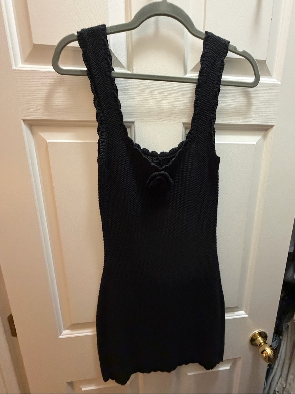 wild fable Black Knit Mini Dress with Ruffle Straps